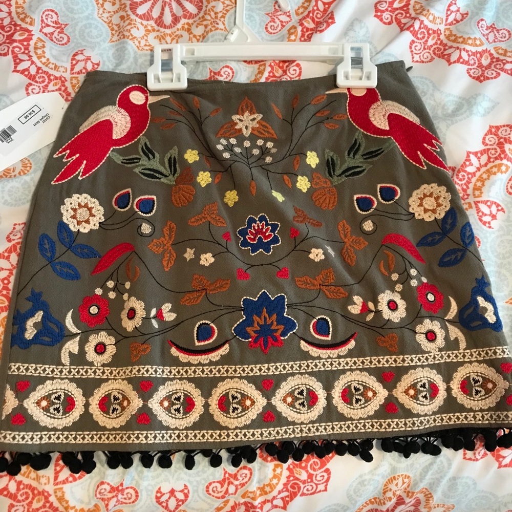 Olive Green embroidered skirt size small